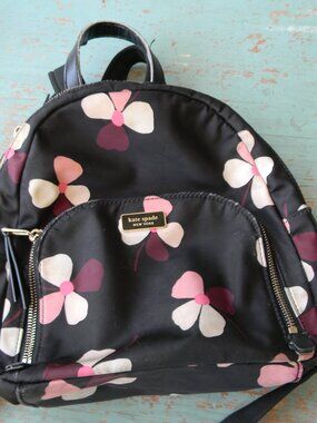 kate spade Black Backpack with Pink Floral Print Kate Spade Floral Print Backpack, $262 | farfetch.com  main image 3